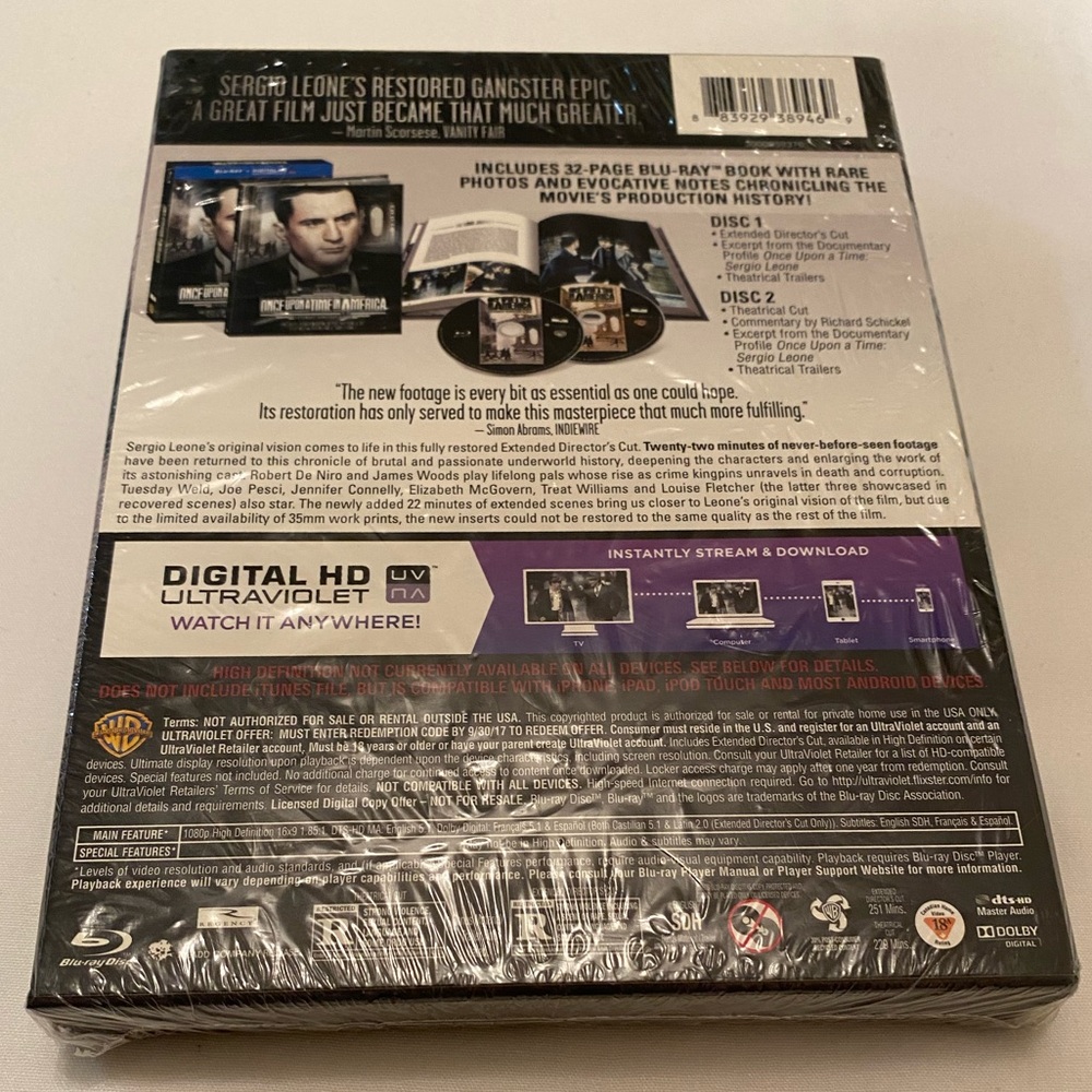 NWT Once Upon a Time In America (Blue Ray Ultra Violet) Number of Dics 2. - Picture 5 of 6